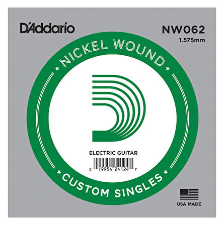 D'Addario Acoustic or Electric Nickel Wound Singles .062 - NW062 Elektro ve Akustik Gitar Tek Tel
