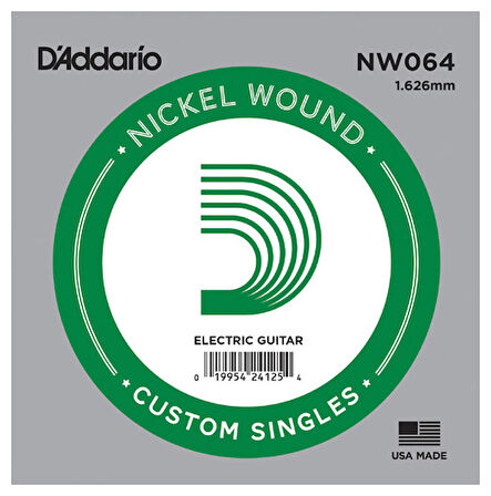 D'Addario Acoustic or Electric Nickel Wound Singles .064 - NW064 Elektro ve Akustik Gitar Tek Tel