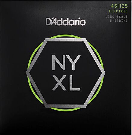 D'Addario NYXL45125 Light Top/Medium Bottom 5-String / Long Scale Set Bas Gitar Teli 45-125