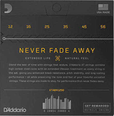 D'Addario XTABR1256 XT Bronze Light Top/Medium Bottom Takım tel Akustik Gitar Teli 12-56