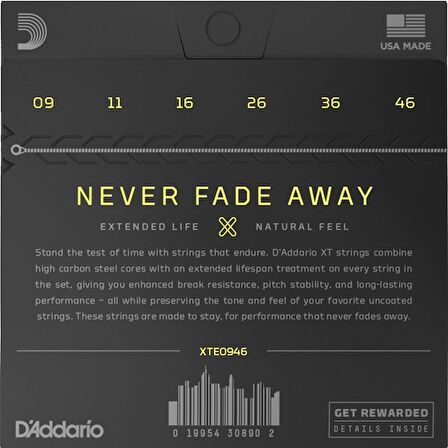 D'Addario XTE0946 Super Light Top/Regular Bottom Set Elektro Gitar Teli 09-46