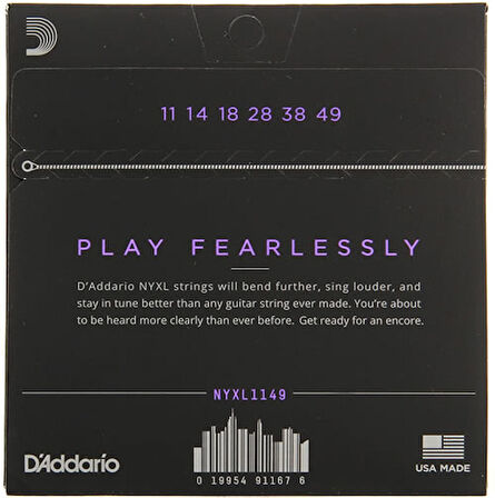 D'Addario NYXL1149 Nickel Wound Electric Guitar Strings, Medium, 11-49 Takım Tel Elektro Gitar Teli 011-49