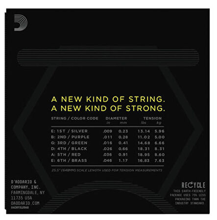 D'Addario NYXL0946 Nickel Wound, Super Light Top / Regular Bottom, 09-46 Takım Tel Elektro Gitar Teli 009