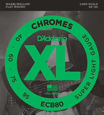 D'Addario ECB80 Chromes Bass, Light, 40-95, Long Scale Takım Tel Bas gitar teli 040-095