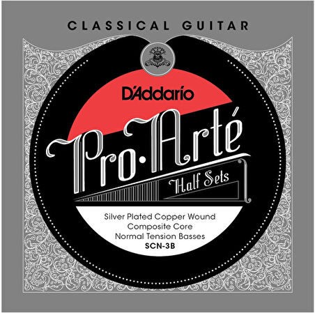 D'Addario SCN-3B Pro-Arte Normal Tension Half Set Üst 3 Tel Klasik Gitar Teli (Sadece Bas Teller)