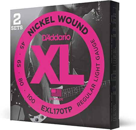 DAddario EXL170TP Round Wound Bass Guitar Strings 2-Pack Bas Gitar Teli 045 (2 Set)