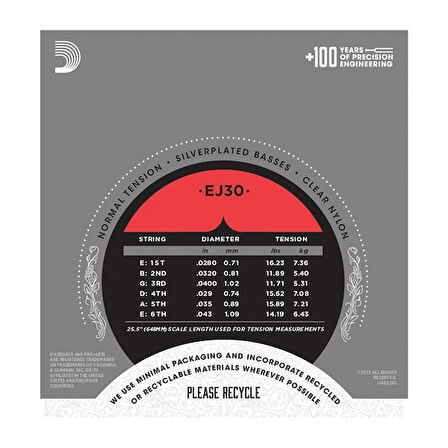 D'Addario EJ30 Pro-Arté Rectified Trebles, Normal Tension Takım Tel Klasik Gitar Teli