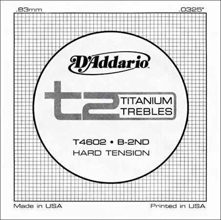 D'Addario T2 Titanium Hard Single T4602 - si - Tek Tel Klasik Gitar Tek Tel