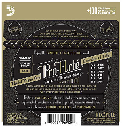 D'addario EJ25B Composites Flamenco Black Nylon Takım Tel Flamenko Gitar Teli