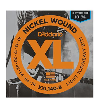 D'Addario EXL140-8 8 Telli Elektro Gitar Teli 010