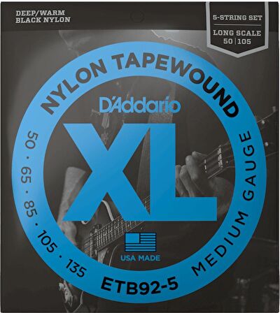 D'Addario ETB92-5 Medium 5-String / Long Scale Set 5 Telli Bas Gitar Teli 50-135