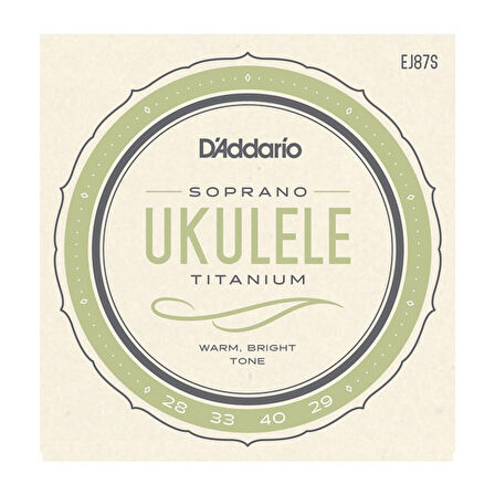 D'Addario EJ87S Titanium Ukulele, Soprano Takım Tel Ukulele Teli