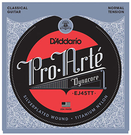 D'Addario EJ45TT Pro-Arté Dynacore, Titanium Trebles, Normal Tension Takım Tel Klasik Gitar Teli