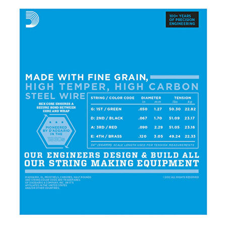 D'Addario EXL160BT Nickel Wound, Balanced Tension Medium, 50-120 Takım Tel Bas Gitar Teli 050-120