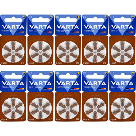 Varta 312 Numara İşitme Cihazı Pili 6x10 (60 Adet)