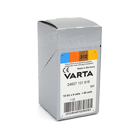 Varta 312 Numara İşitme Cihazı Pili 6x10 (60 Adet)