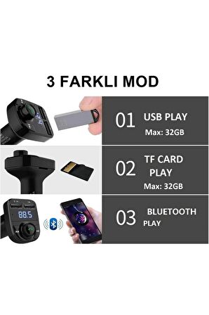 Pro X8 Araç Fm Transmitter 5.0 Bluetooth Araç Kiti Usb Mp3 Sd Kart Çakmaklık Girişli Araba Oto Teyp CAR-2023PRO-YENİX