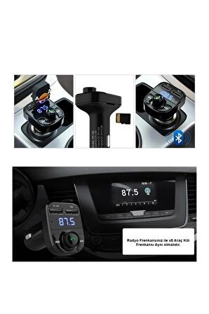 Pro X8 Araç Fm Transmitter 5.0 Bluetooth Araç Kiti Usb Mp3 Sd Kart Çakmaklık Girişli Araba Oto Teyp CAR-2023PRO-YENİX