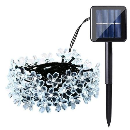Schulzz Çiçek Motifli Güneş Enerjili Su Geçirmez 7 Metre 50 Adet Sıcak Beyaz Led Solar Bahçe Işıldağı