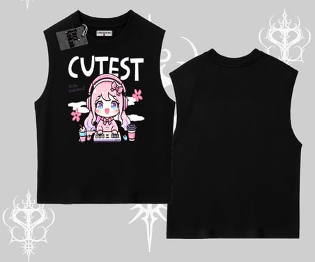 Kolsuz Tshirt Cute Anime Gamer Girl Baskılı