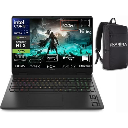 HP Omen 16-AM0047NT Ultra 7 255H CD8M5EA-K12 64GB 4tb RTX5070 8gb Freedos 16" Wuxga Gaming Laptop
