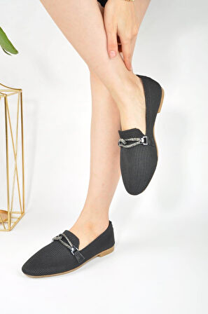 Günlük Kadın Triko Babet Taş Tokalı Alçak Topuklu Nefes Alan Rahat Hafif  Ayakkabı 1997-1