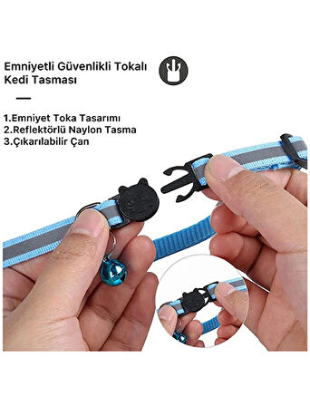 Airtag Uyumlu  Tutucu Özellikli Kedi Tasması ( Mavi )