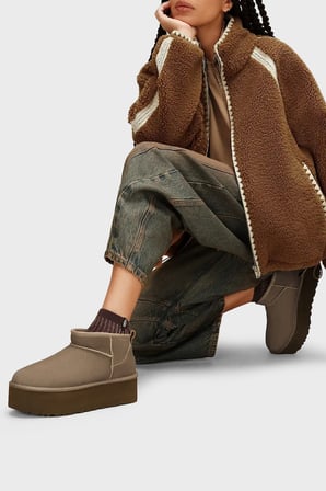 Ugg W Classic Kalın Taban Hakiki Deri Mini Bot Kadın BOT 1135092 TOPRAK
