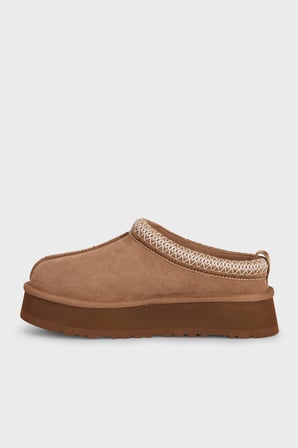 Ugg Logolu Hakiki Deri Platform Taban Yünlü Süet Terlik Kadın TERLİK 1174471 AÇIK KAHVE