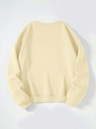Kadın Oversize Bisiklet Yaka Basic Düz Sweatshirt