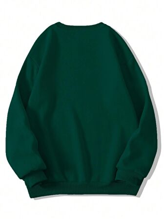 Kadın Oversize Bisiklet Yaka Basic Düz Sweatshirt