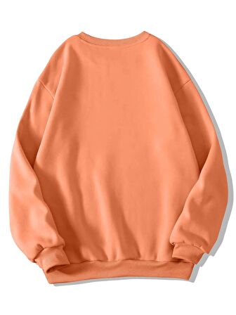 Kadın Oversize Bisiklet Yaka Basic Düz Sweatshirt