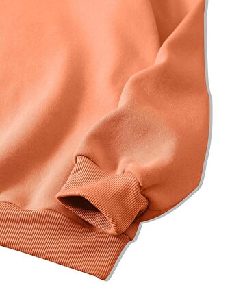 Kadın Oversize Bisiklet Yaka Basic Düz Sweatshirt