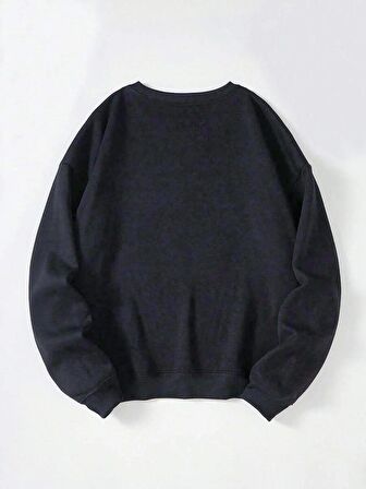 Kadın Oversize Bisiklet Yaka Basic Düz Sweatshirt