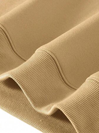 Kadın Oversize Bisiklet Yaka Basic Düz Sweatshirt