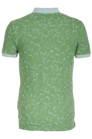 Erkek Polo Yaka Tişört Desenli Olive %100 Pamuk Slim Fit T-shirt NCS JEANS 1997