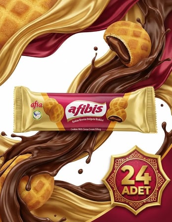 Afia Afibis Kakao Krema Dolgulu Bisküvi 24x75 Gr