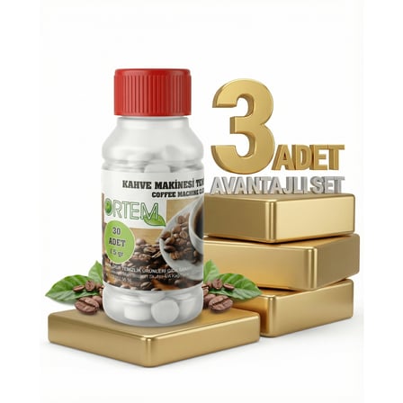 Ortem Kahve Makinesi Temizleme Tableti 30lu 45 Gr x3