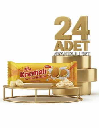 Afia Muz Kremalı Sandviç Bisküvi 24x60 Gr