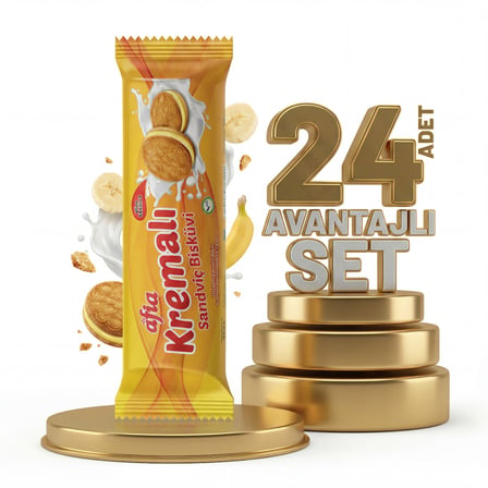 Afia Muz Kremalı Sandviç Bisküvi 24x60 Gr