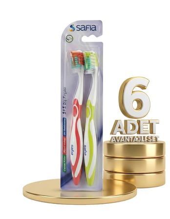 Safia 1+1 Yetişkin Diş Fırçası x6