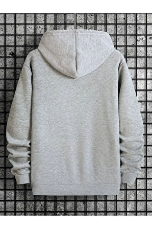 Kulaklık Baskılı Kapüşonlu Cepli Sweatshirt