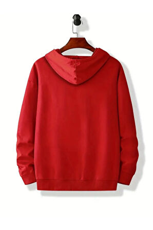 Kulaklık Baskılı Kapüşonlu Cepli Sweatshirt