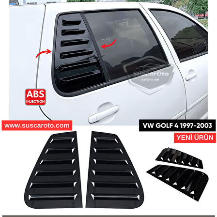 Vw Golf 4 1997-2003 Uyumlu Kelebek Cam Izgarası Kelebek Cam Vizörü Havalandırma Sağ Sol Takım Parlak Siyah