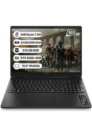 HP HyperX OMEN 15 D2QW2EA AMD Ryzen 7 260 24GB 512GB SSD RTX5060-8GB Freedos 15.3" WUXGA 165Hz Taşınabilir Bilgisayar
