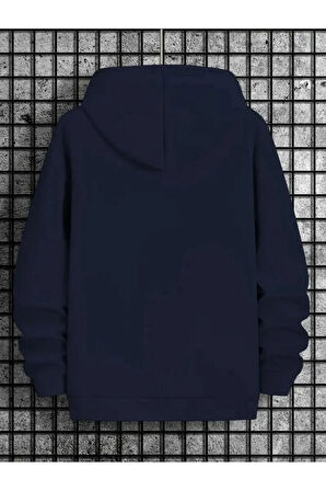 Palmiye Baskılı Cepli Kapüşonlu Sweatshirt