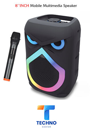 Bluetooth Özellikli Ses Bombası 8 Inch Rgb Işıklı Speaker (KLN-140)