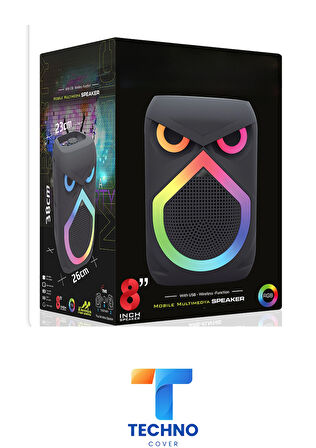Bluetooth Özellikli Ses Bombası 8 Inch Rgb Işıklı Speaker (KLN-140)