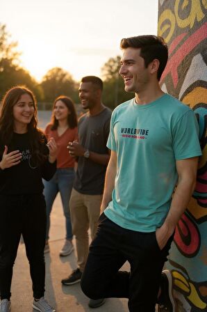 Erkek  Slim Fit Enjeksiyon Baskılı Pamuklu T-Shirt