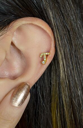 T Harfi Piercing Helix Kıkırdak Lob Tragus